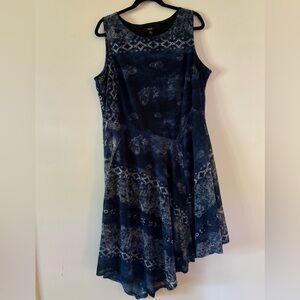 Vintage Simply Vera, Vera Wang Navy Patterned Dress